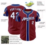 White-Royal Baseball 3 Crimson Arm Custom Authentic Jersey Colors Shapes