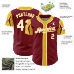 Crimson Baseball 3 Arm Shapes White-Yellow Jersey Authentic Colors Custom