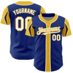 Shapes Baseball Colors Custom 3 Royal Authentic Arm Jersey White-Yellow