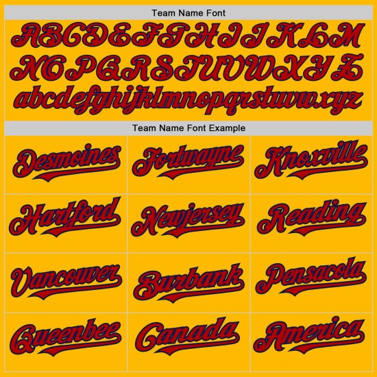 Custom Authentic Shapes Gold Red-Navy Jersey Arm Colors Baseball 3