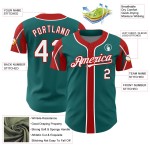 Shapes Arm Baseball Jersey Authentic White-Red Teal 3 Colors Custom