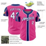 Pink Authentic Jersey Arm Colors Custom 3 Shapes Baseball White-Royal