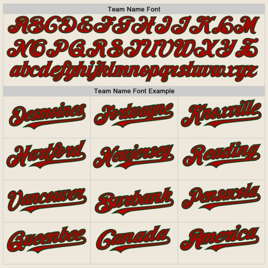 Shapes Jersey 3 Custom Authentic Red-Green Colors Cream Baseball Arm