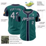 3 Custom Jersey Baseball Teal Colors Arm Shapes Gray-Navy Authentic