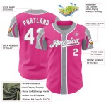 Custom Authentic Colors Jersey Baseball Pink White-Gray Arm Shapes 3