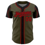 Arm 3 Shapes Baseball Salute Jersey Authentic To Red-Black Olive Colors Custom Service Arm 3 Shapes Baseball Salute Jersey Authentic To Red-Black Olive Colors Custom Service