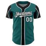 Colors Baseball Arm Shapes Jersey Authentic 3 Custom Teal White-Black