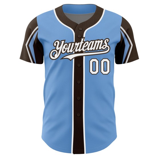 Arm Shapes 3 Blue Custom Jersey White-Brown Baseball Colors Light Authentic