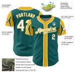3 Baseball Jersey Colors White-Yellow Shapes Arm Teal Custom Authentic