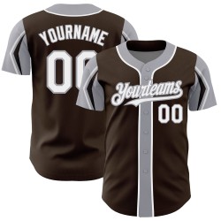 Shapes Authentic Jersey Custom Colors 3 Baseball Brown White-Gray Arm