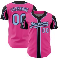 Blue-Black Baseball Arm Jersey Custom Authentic Pink 3 Colors Light Shapes