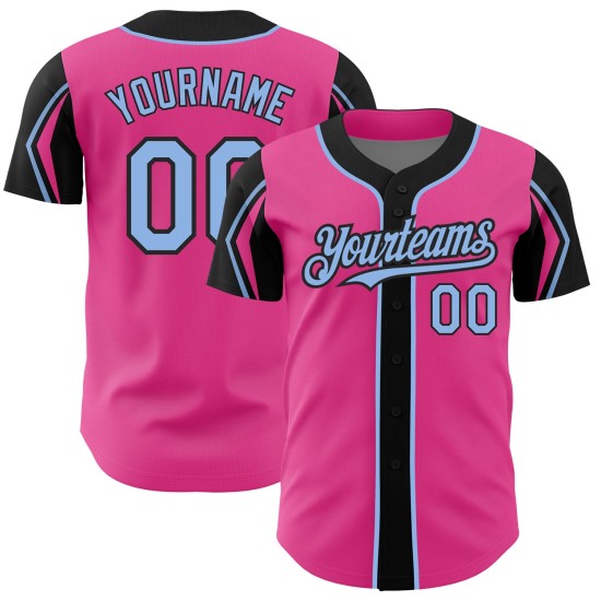 Blue-Black Baseball Arm Jersey Custom Authentic Pink 3 Colors Light Shapes Blue-Black Baseball Arm Jersey Custom Authentic Pink 3 Colors Light Shapes