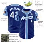 Authentic Blue White-Light 3 Royal Custom Colors Shapes Jersey Baseball Arm