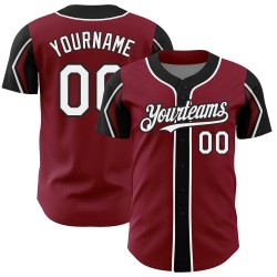 Arm Crimson Shapes White-Black Colors Custom Authentic Jersey 3 Baseball
