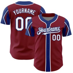 White-Royal Baseball 3 Crimson Arm Custom Authentic Jersey Colors Shapes