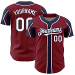 White-Navy Jersey Crimson Shapes Colors 3 Arm Baseball Authentic Custom