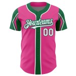 Jersey Pink Custom White-Kelly Colors Authentic Baseball 3 Shapes Green Arm