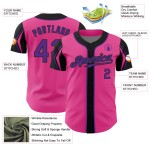 Custom 3 Authentic Arm Colors Shapes Purple-Black Baseball Pink Jersey