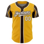 Baseball Gold White-Brown Arm Shapes Colors Jersey 3 Custom Authentic