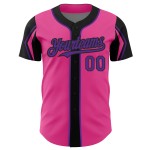 Custom 3 Authentic Arm Colors Shapes Purple-Black Baseball Pink Jersey