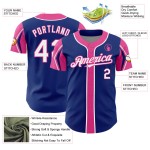 Colors Jersey Custom Shapes Authentic Baseball Royal White-Pink Arm 3