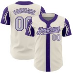 3 Arm Baseball Colors Custom Jersey Cream Authentic Gray-Purple Shapes 3 Arm Baseball Colors Custom Jersey Cream Authentic Gray-Purple Shapes