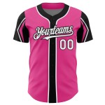 Baseball Arm Authentic Jersey Custom Pink Colors 3 Shapes White-Black