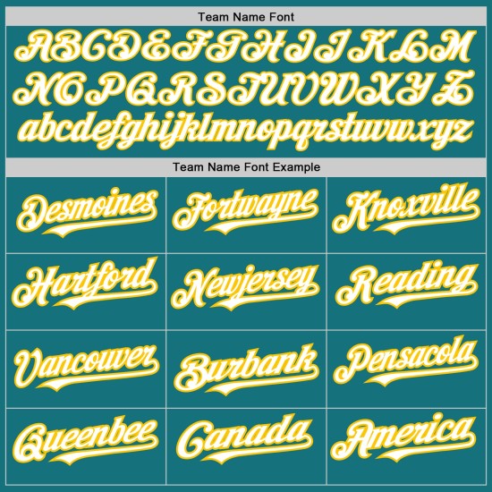 3 Baseball Jersey Colors White-Yellow Shapes Arm Teal Custom Authentic