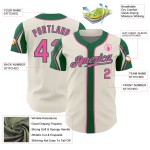 Green Jersey Pink-Kelly Authentic Baseball 3 Custom Cream Shapes Colors Arm