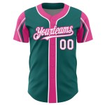 Custom Arm Teal Colors 3 Shapes Jersey White-Pink Authentic Baseball