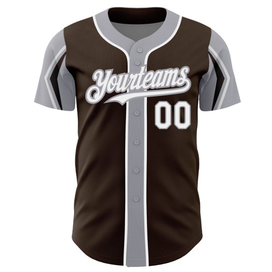 Shapes Authentic Jersey Custom Colors 3 Baseball Brown White-Gray Arm
