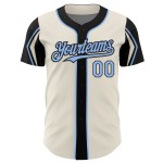 Cream Jersey Custom Light Colors Baseball Blue-Black Shapes 3 Arm Authentic