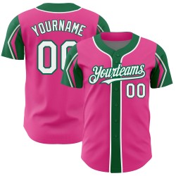 Jersey Pink Custom White-Kelly Colors Authentic Baseball 3 Shapes Green Arm