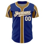 Custom Jersey Arm 3 White-Old Authentic Baseball Royal Shapes Colors Gold