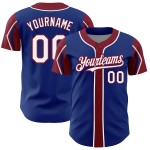 Colors Authentic White-Crimson Custom 3 Arm Royal Baseball Jersey Shapes
