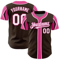 Jersey Custom Colors Authentic 3 Shapes Arm Brown Baseball White-Pink