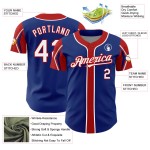 Authentic Baseball Royal Custom 3 Shapes Colors White-Red Arm Jersey