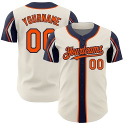 Jersey Orange-Navy Baseball Cream Authentic Custom Shapes Colors 3 Arm