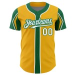 Shapes Green Jersey White-Kelly Arm Gold 3 Colors Authentic Custom Baseball