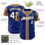 Custom Jersey Arm 3 White-Old Authentic Baseball Royal Shapes Colors Gold