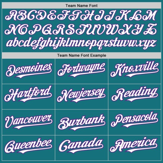 White-Purple Custom Baseball 3 Colors Authentic Arm Shapes Jersey Teal