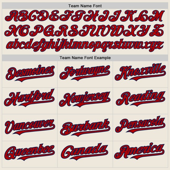 Jersey Red-Navy Colors Cream Authentic Arm Baseball 3 Custom Shapes