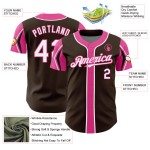 Jersey Custom Colors Authentic 3 Shapes Arm Brown Baseball White-Pink
