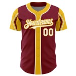 Crimson Baseball 3 Arm Shapes White-Yellow Jersey Authentic Colors Custom