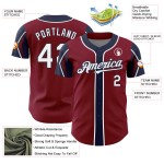 White-Navy Jersey Crimson Shapes Colors 3 Arm Baseball Authentic Custom