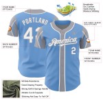 Authentic Baseball Colors Shapes Arm Light 3 Custom White-Gray Jersey Blue