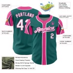 Custom Arm Teal Colors 3 Shapes Jersey White-Pink Authentic Baseball