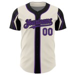 Jersey Authentic Cream Purple-Black Colors Shapes Custom 3 Baseball Arm