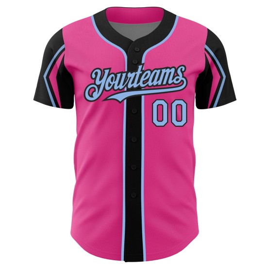 Blue-Black Baseball Arm Jersey Custom Authentic Pink 3 Colors Light Shapes Blue-Black Baseball Arm Jersey Custom Authentic Pink 3 Colors Light Shapes