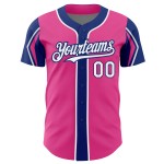 Pink Authentic Jersey Arm Colors Custom 3 Shapes Baseball White-Royal